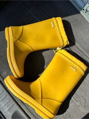 Dream pairs Yellow Kids Waterproof Rain Boots with Drawcord Cuff
